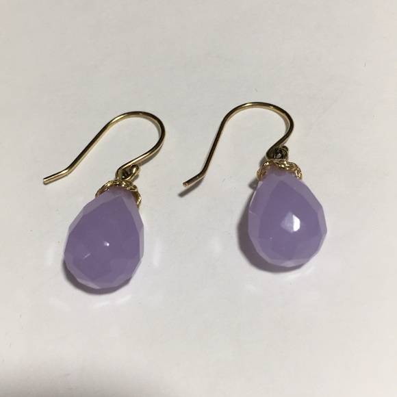 ROSS-SIMONS GOLD PLATED PURPLE JADEITE EARRINGS - Picture 5 of 8